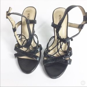 Seychelles Black Open Toe Tie Knot Strappy Heels